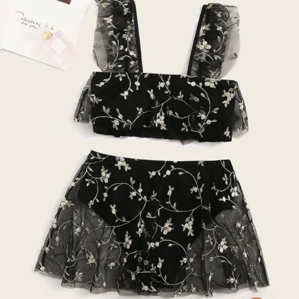Mesh Skirt Bikini Set